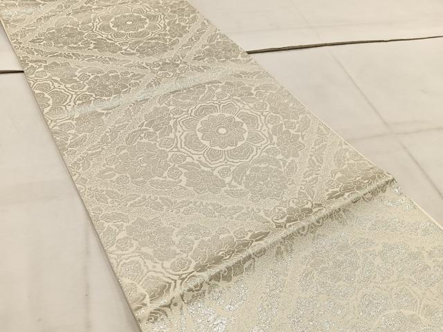 平和屋着物◎六通柄袋帯 錦織 正倉院花文 純銀箔 正絹 逸品 BAAW1904mz