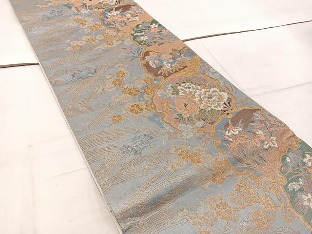 平和屋着物◎六通柄袋帯 瑞宝錦 華雅 金糸 正絹 逸品 BAAW1915mz