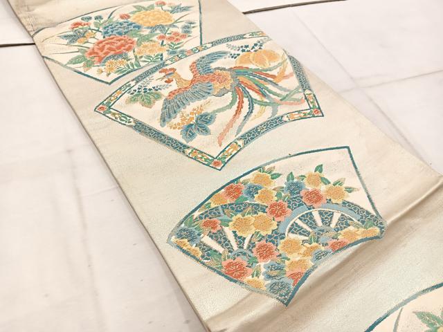 平和屋着物◎六通柄袋帯 唐織 鳳凰地紙花文 金銀糸 正絹 逸品 BAAW1930mz