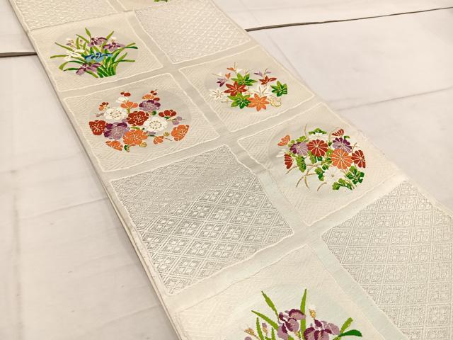 平和屋着物◎六通柄袋帯 唐織 花丸文 金銀糸 正絹 逸品 BAAW1944mz