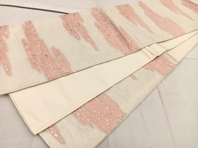 平和屋着物◎六通柄袋帯 芝草飛鳥文 金銀糸 正絹 逸品 BAAW1945mz