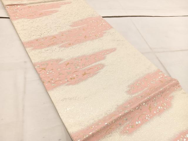 平和屋着物◎六通柄袋帯 芝草飛鳥文 金銀糸 正絹 逸品 BAAW1945mz