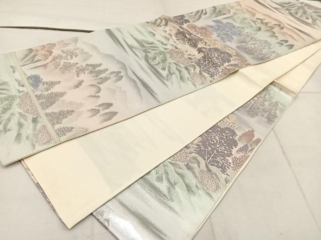 平和屋着物◎六通柄袋帯 上賀茂の里 プラチナ二重箔錦 正絹 逸品 BAAW1970mz
