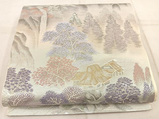 平和屋着物◎六通柄袋帯 上賀茂の里 プラチナ二重箔錦 正絹 逸品 BAAW1970mz