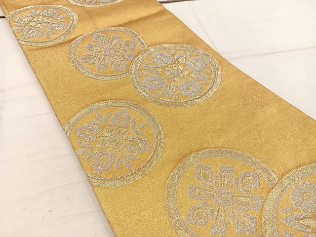平和屋着物◎六通柄袋帯 花丸文 金銀糸 正絹 逸品 BAAW1991mz