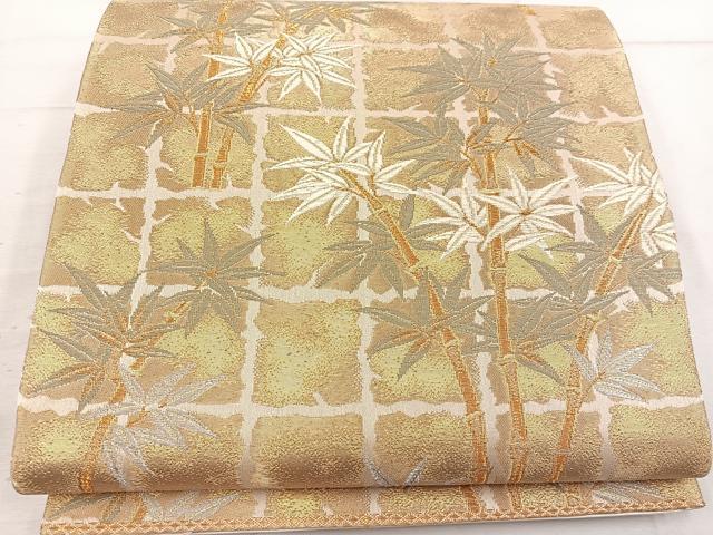 平和屋着物◎六通柄袋帯 枝葉文 金銀糸 正絹 逸品 BAAW1997mz