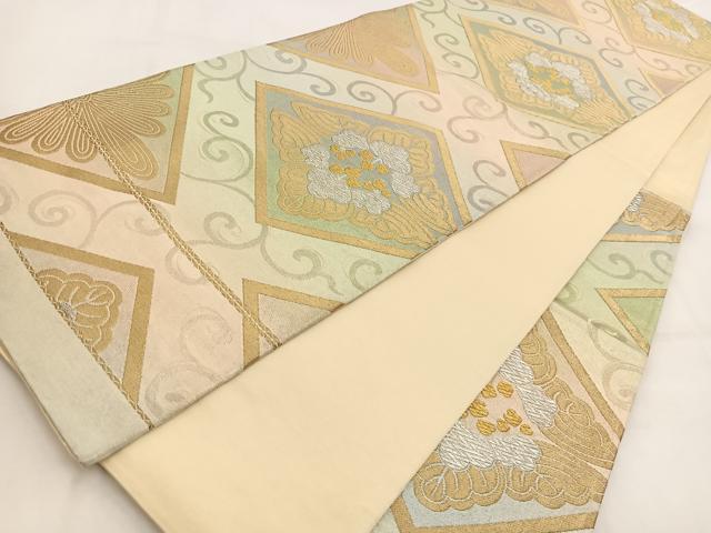 平和屋着物◎六通柄袋帯 菱花唐草文 金銀糸 引箔 正絹 逸品 BAAW2022yc