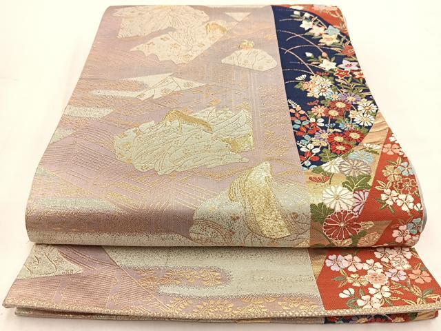 平和屋着物◎六通柄袋帯 唐織 内裏献上紋 金銀糸 正絹 逸品 BAAW2058yc