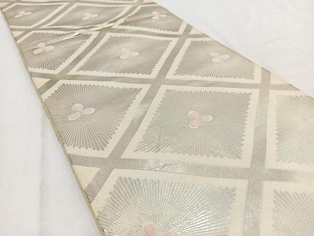 平和屋着物◎西陣 服部織物謹製 六通柄袋帯 こはく錦 菱天井若松葉文 金糸 正絹 逸品 BAAW2067yc