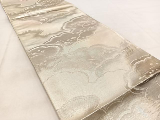 平和屋着物◎六通柄袋帯 雲重ね箔散らし文 銀糸 正絹 逸品 BAAW2097yc
