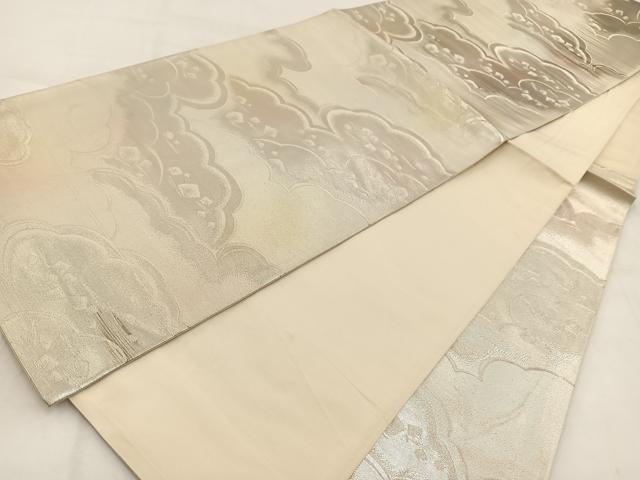 平和屋着物◎六通柄袋帯 雲重ね箔散らし文 銀糸 正絹 逸品 BAAW2097yc
