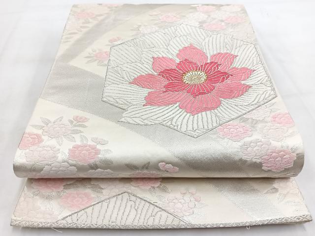 平和屋着物◎六通柄袋帯 唐織 亀甲牡丹文 金銀糸 正絹 逸品 BAAW2128yc