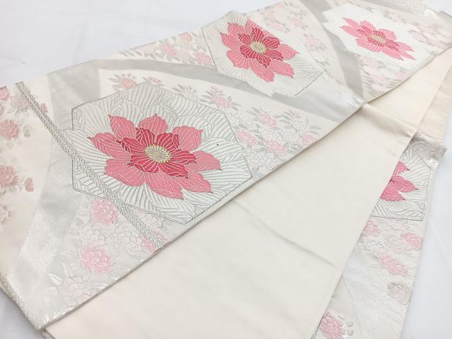 平和屋着物◎六通柄袋帯 唐織 亀甲牡丹文 金銀糸 正絹 逸品 BAAW2128yc