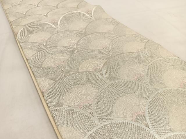 平和屋着物◎六通柄袋帯 唐織 菊青海波 銀糸 正絹 逸品 BAAW2130yc