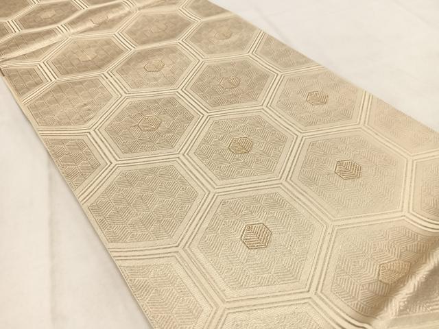 平和屋着物◎六通柄袋帯 亀甲若松葉文 金糸 正絹 逸品 BAAW2151yc