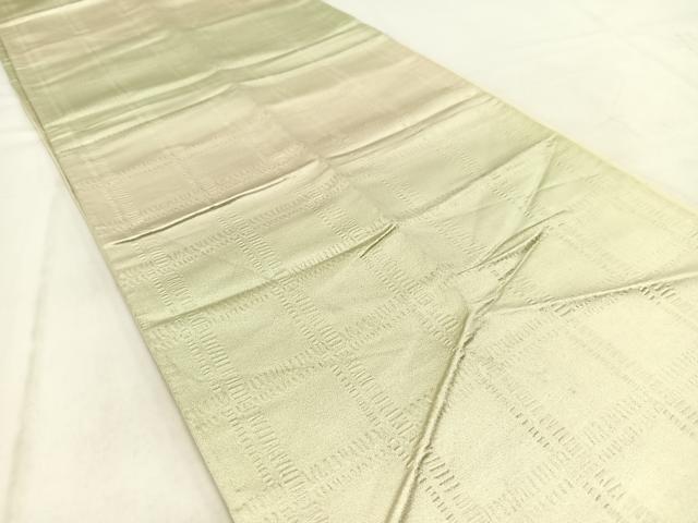 平和屋着物◎全通柄袋帯 格子柄 銀糸 引箔 正絹 逸品 BAAW2158yc