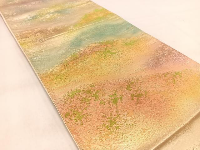 平和屋着物◎六通柄袋帯 重ね山文 金銀糸 正絹 逸品 BAAW2162yc