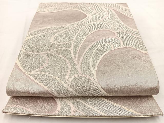 平和屋着物◎六通柄袋帯 唐織 抽象文 銀糸 正絹 逸品 BAAW2168yc