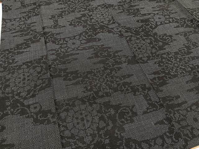 平和屋着物●結城紬 100亀甲 エ霞花文 正絹 逸品 BAAW2172yc