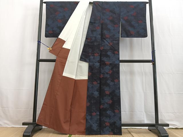 平和屋着物●結城紬 花唐草文 正絹 逸品 BAAW2176yc