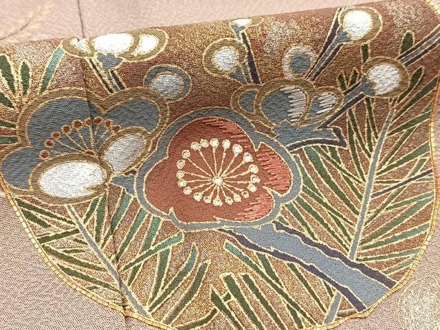 平和屋着物●訪問着 駒刺繍 絞り 休み鶴風景文 松竹梅 金彩 正絹 逸品 BAAW2178yc