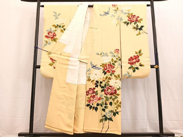平和屋着物●極上 本加賀友禅作家 成竹登茂男 振袖 友禅 花鳥文 暈し染め ますいわ屋扱い 正絹 逸品 BAAW2185yc