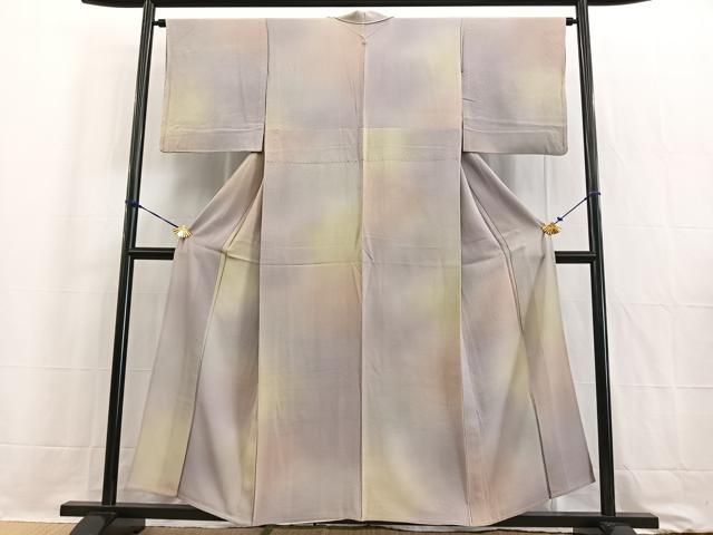 平和屋着物▽染色作家 斉藤三才 小紋 単衣 霞文 暈し染め 正絹 逸品 BAAW2197yc