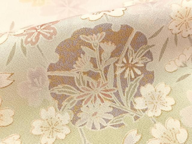 平和屋着物▽訪問着 単衣 駒刺繍 流水花文 暈し染め 金彩 正絹 逸品 BAAW2198yc
