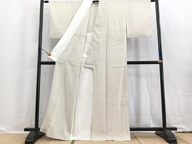 平和屋着物▽上質な紬 単衣 縞 正絹 逸品 BAAW2210yc