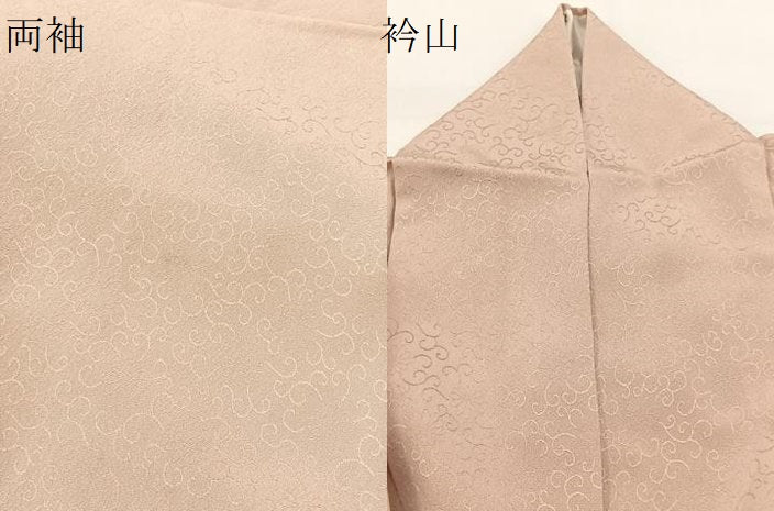 平和屋着物▽上質な色無地 単衣 作家物 花唐草地紋 灰桜色 正絹 逸品 BAAW2211yc