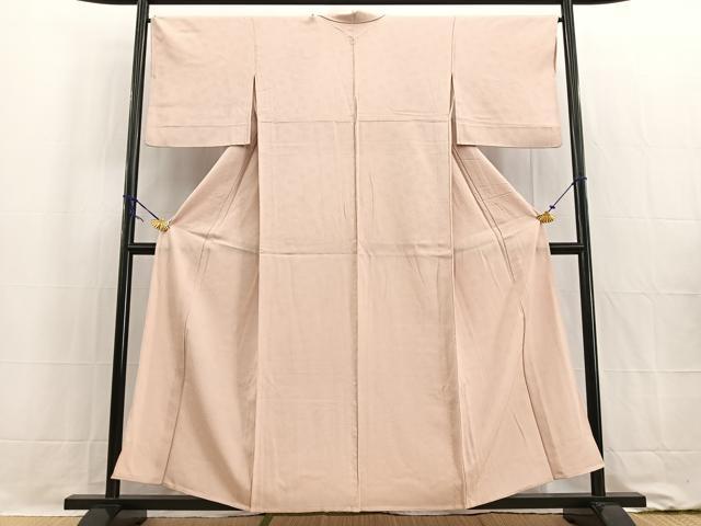 平和屋着物▽上質な色無地 単衣 作家物 花唐草地紋 灰桜色 正絹 逸品 BAAW2211yc