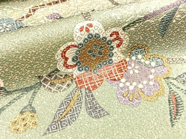 平和屋着物▽上質な小紋 単衣 枝桜文 暈し染め 金彩 正絹 逸品 未使用 BAAW2212yc