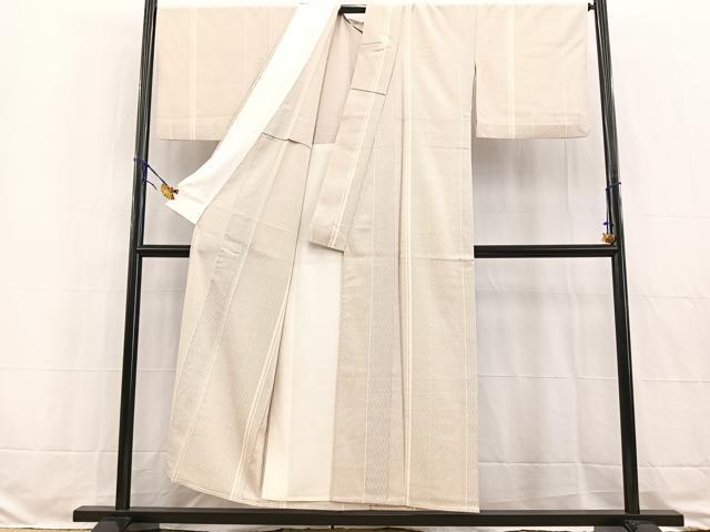 平和屋着物▽本塩沢 やまだ織 単衣 110亀甲 雪の中のきれ 証紙付き 正絹 逸品 BAAW2218yc