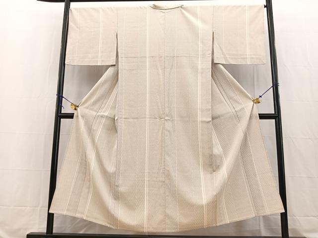 平和屋着物▽本塩沢 やまだ織 単衣 110亀甲 雪の中のきれ 証紙付き 正絹 逸品 BAAW2218yc