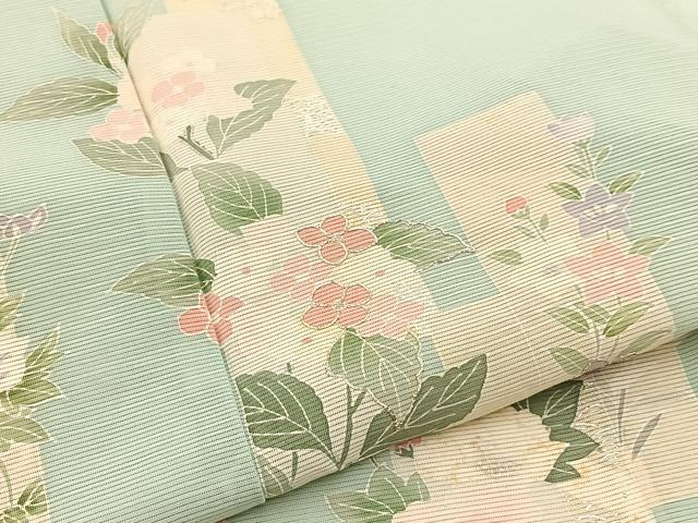平和屋着物*夏物 訪問着 絽 銀駒刺繍 短冊花文 銀彩 正絹 逸品 BAAW2234yc