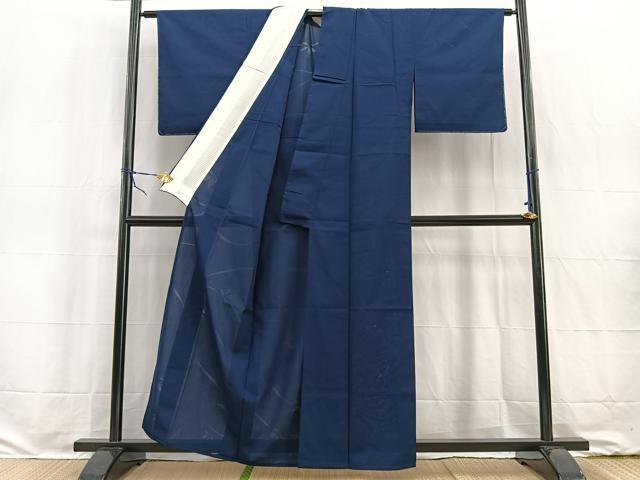 平和屋着物*夏物 色無地 草花紋紗 鉄紺色 正絹 逸品 未使用 BAAW2239yc
