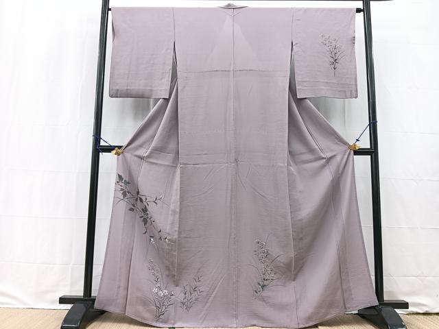 平和屋着物*夏物 訪問着 絽 手描き 草花文 金彩 正絹 逸品 BAAW2246yc