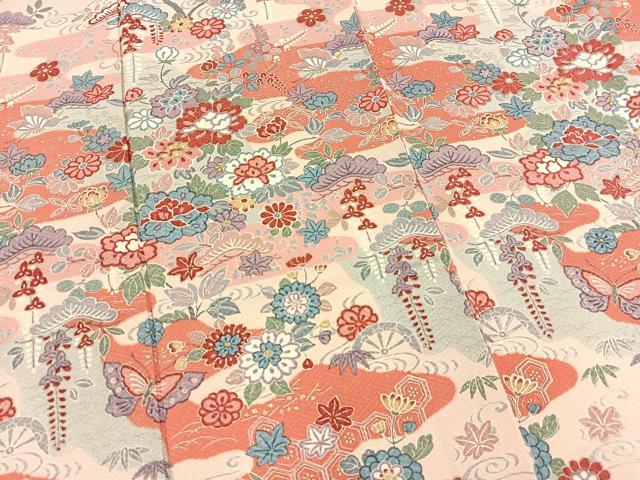 平和屋着物■訪問着 流水花蝶文 銀彩 正絹 逸品 BAAW2273yc