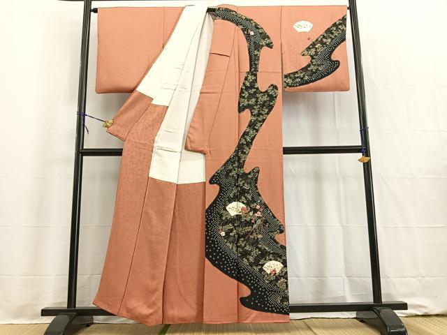 平和屋着物■訪問着 絞り 刺繍 地紙花文 金彩 正絹 逸品 BAAW2279yc