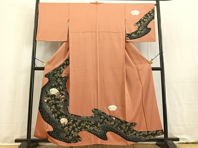 平和屋着物■訪問着 絞り 刺繍 地紙花文 金彩 正絹 逸品 BAAW2279yc