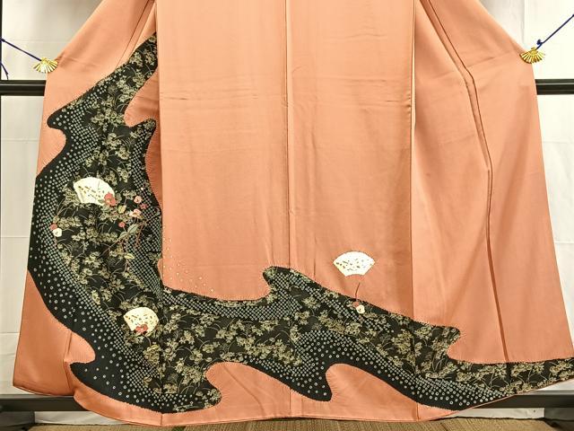 平和屋着物■訪問着 絞り 刺繍 地紙花文 金彩 正絹 逸品 BAAW2279yc