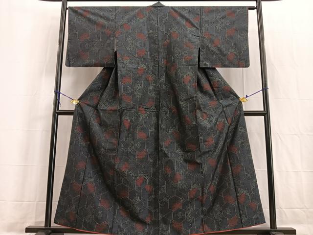 平和屋着物■本場大島紬 亀甲花文 正絹 逸品 BAAW2287yc