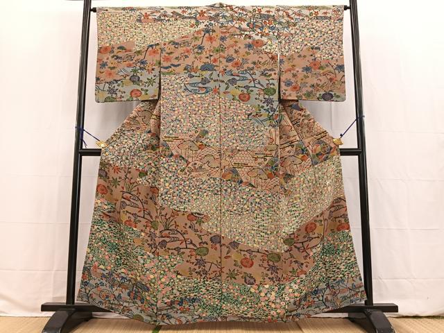 平和屋着物■訪問着 型染め 切嵌風景文 正絹 逸品 BAAW2327yc