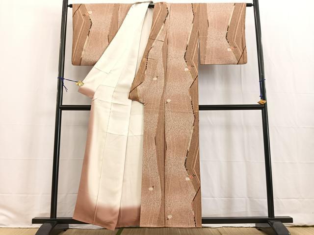 平和屋着物■上質な小紋 吉祥花文 たたき染め 金彩 正絹 逸品 BAAW2342yc