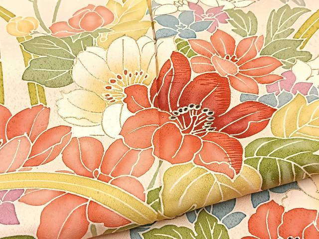 平和屋着物■訪問着 刺繍 草花文 暈し染め 金彩 正絹 逸品 BAAW2368yc