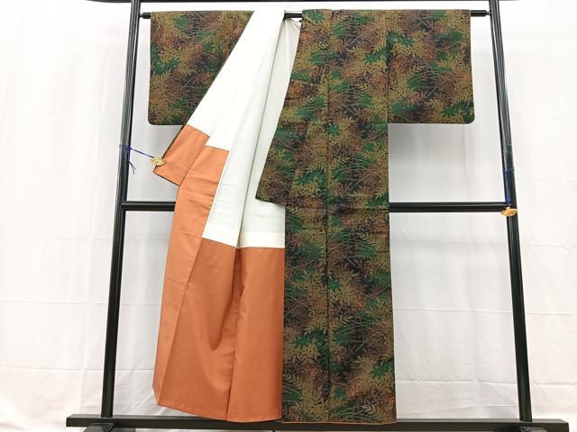 平和屋着物■上質な紬 草花文 正絹 逸品 BAAW2384yc