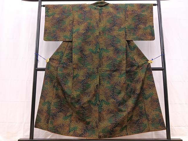 平和屋着物■上質な紬 草花文 正絹 逸品 BAAW2384yc