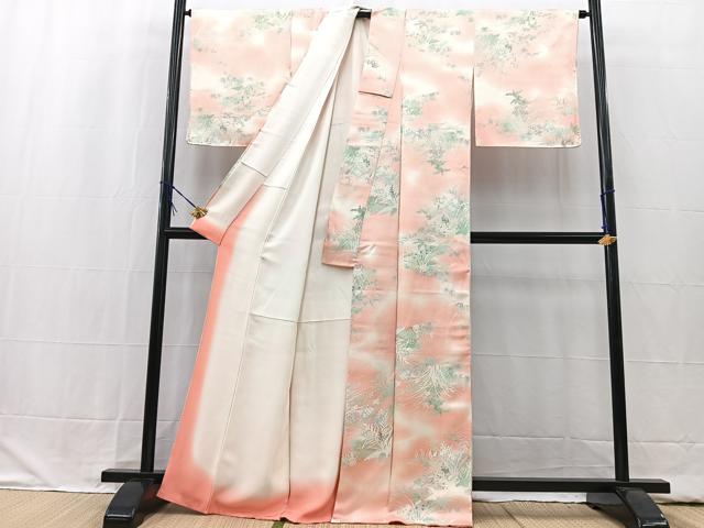 平和屋着物■上質な小紋 草花文 暈し染め 正絹 逸品 BAAW2393yc