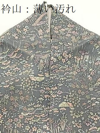 平和屋着物■上質な小紋 風景花文 正絹 逸品 BAAW2401yc
