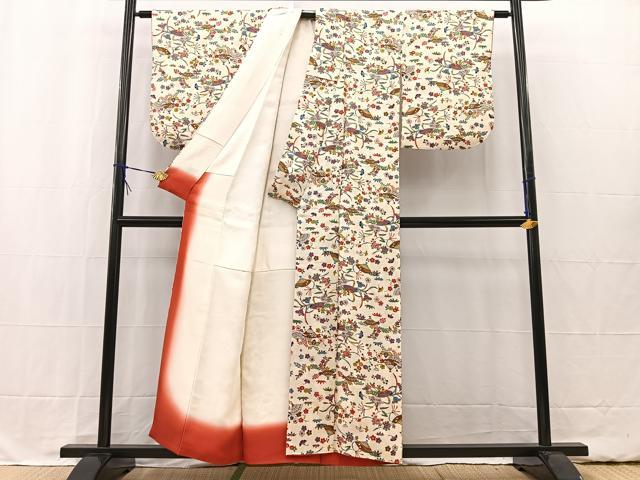 平和屋着物■上質な小紋 型染め 扇花文 正絹 逸品 BAAW2405yc